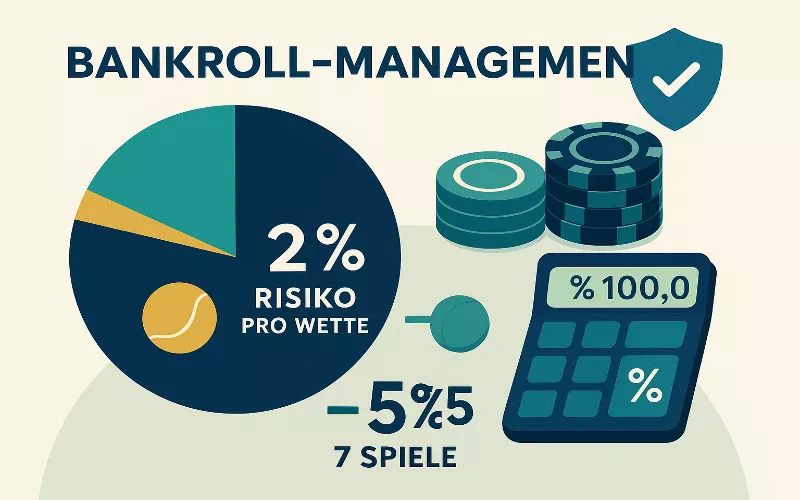Bankroll Management Konzept mit Kreisdiagramm und 2 Prozent Risiko pro Wette Visualisierung