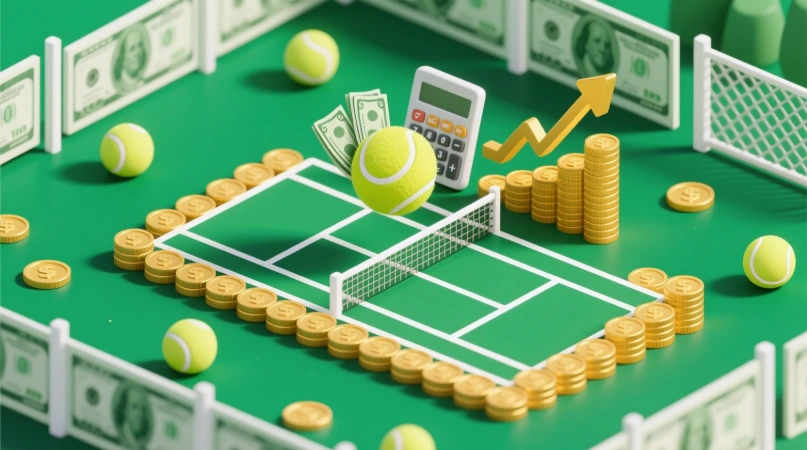 Professionelles Bankroll Management Konzept mit Tennis-Thema