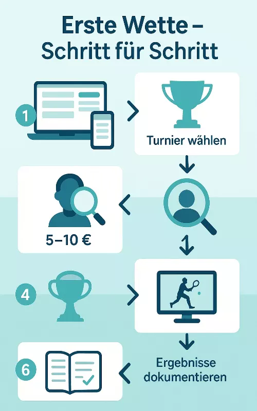 Schritt-für-Schritt Anleitung für die erste Tennis Wette mit 6 klaren Stufen