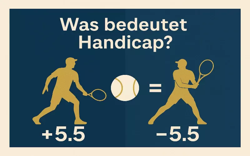Infografik zur Erklärung des Handicap Konzepts im Tennis mit Spieler-Silhouetten und Vorgaben
