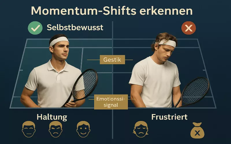 Körpersprache-Analyse im Tennis zeigt Unterschied zwischen Selbstvertrauen und Frustration