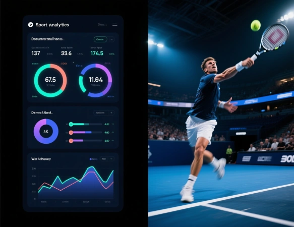 Tennis Spieler Analyse Dashboard mit Statistiken und Live-Action