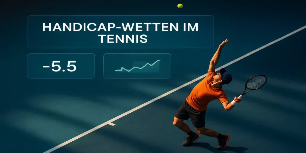 Tennis Handicap Wetten Strategie mit professionellem Tennisplatz und digitalen Wettquoten