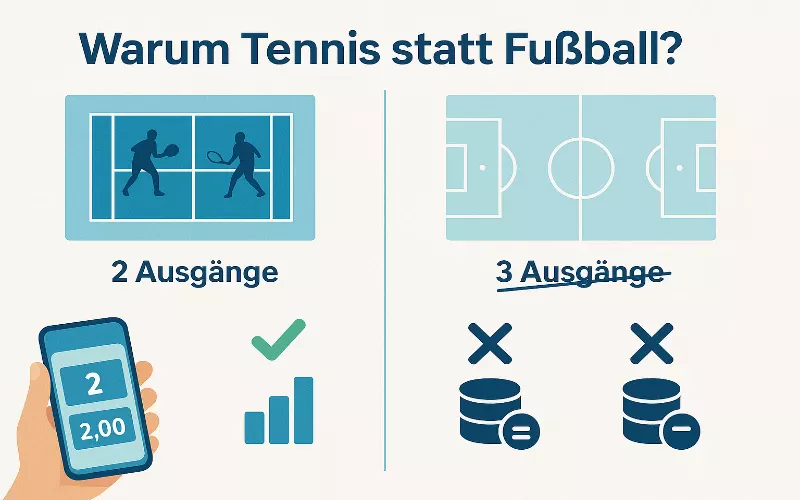 Vergleichs-Infografik zeigt Vorteile von Tennis gegenüber Fußball für Wett-Anfänger